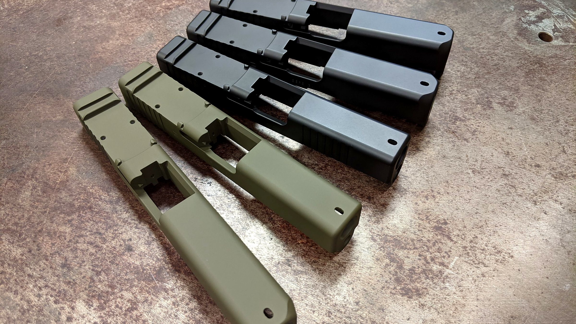 Wager Machine Works precision cerakoted Glock slides on the shop floor